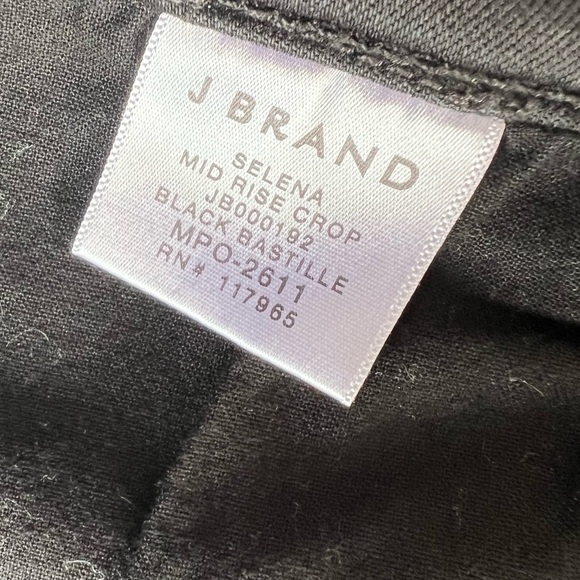 J Brand Selena Mid Rise Crop Black Bastille Size 24 - Picture 4 of 10